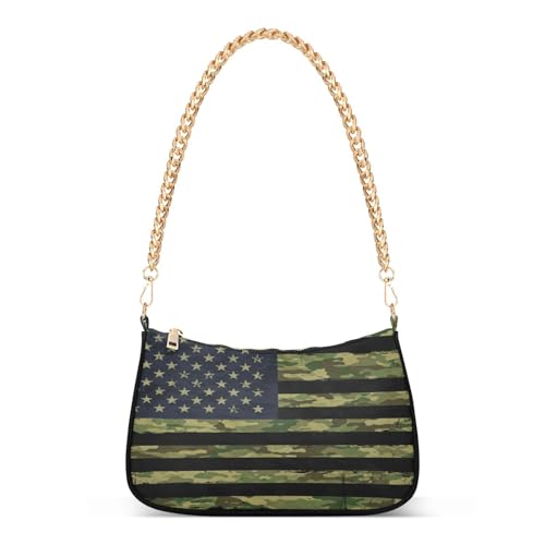 Image of Shoulder Bags for Women American US Flag Independence Day Patriotic Hobo Tote Handbag Small Clutch Purse with Zipper Closure