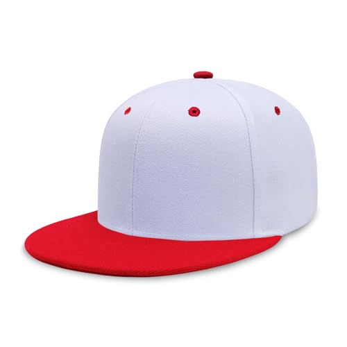 Image of CHOK.LIDS Flat Bill Visor Classic Snapback Hat Blank Adjustable Brim High Top End Trendy Color Style Plain Tone Baseball Cap