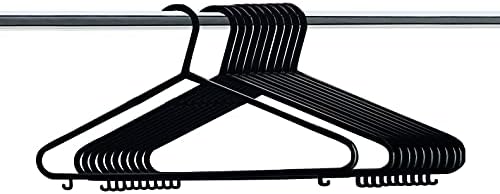 EPISENT Pack Of 20 Plastic Hangers With Hooks Lightweight Space Saving Made From Reinforced Plastic Durable And Slim With Powdered Black Finish
