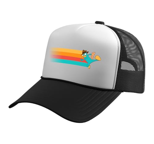 Disney Channel Phineas and Ferb Perry The Platypus Trucker Hat with Adjustable Mesh Back Black/White