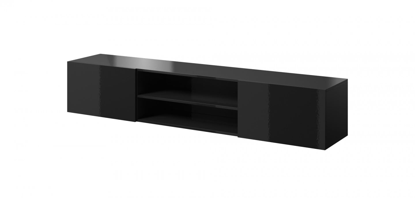 RTV cabinet SLIDE 200K 200x40x37 cm all in gloss black