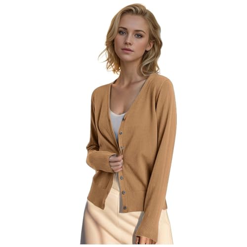 Womens Cardigan Sweaters Dressy Casual Lightweight Button Down Cardigans Long Sleeve Lounge Crewneck Soft Knit Tops