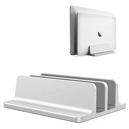 [Version Station d'accueil actualisée] Support Vertical pour Ordinateur Portable Double avec Station d'accueil réglable (jusqu'à 17,3 Pouces) Compatible avec MacBook / Samsung / HP / Dell (Argent)