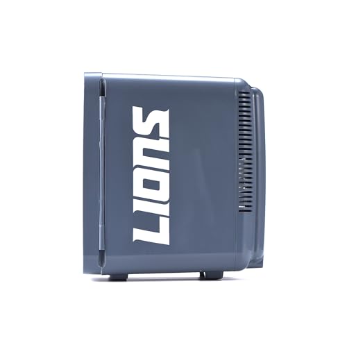 Image of Ukonic NFL Detroit Lions 15-Can Mini Fridge 10L - AC /DC Powered, Official Team Colors & Logo, Portable Cooler for Tailgates, Home, Office, or Car