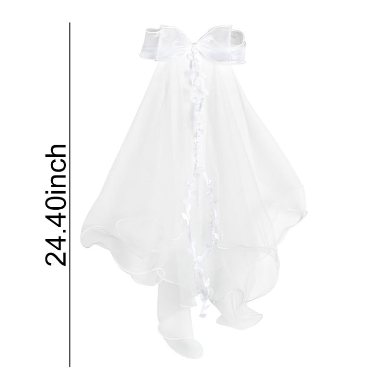 Miniatura 2 de Velos de novia para novias, velo de lazo de pelo blanco, accesorios para el cabello de novia, dama de honor, velo largo con peine de perlas, velo de