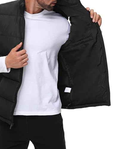 Polu Men's Water-Resistant Puffer Vest Sleeveless Jacket Stand Collar Zipper Winter Warm Outerwear with 3 Pockets4