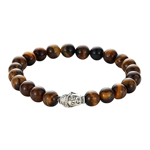 Pulsera Cuentas Mujer, Pulsera Ojo de Tigre Abalorios Pulseras Mujer Buda Largo Longitud 19CM