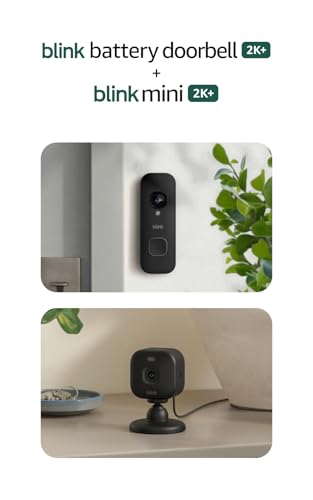 Image of Blink Battery Doorbell 2K+ (newest model) and Mini 2K+ (newest model) - 2K video resolution, enhanced audio. Sync Module Core included. 2 Cameras + Battery Doorbell 2K+ (Black)