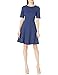 Lark & Ro Women's Elbow-Sleeve Textured Full Flare Dress