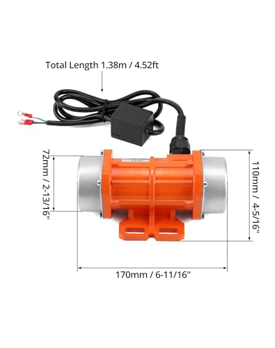 QWORK® Einzelphase Vibrationsmotor, 60W 220V, Kleiner Motorvibrator, 3000 U/Min
