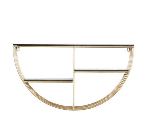 Image of Wall Hangings for Home Storage Organizer Round Wall Mounted Floating Shelf for Bedroom, Living Room, and Office Decor Item (Black Gold)