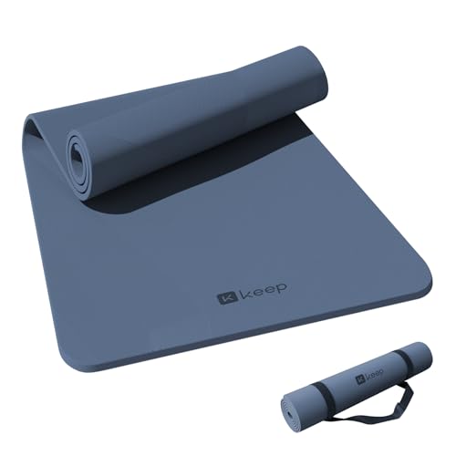Extra Wide & Thick TPE Yoga Mat, 7mm, Navy Blue