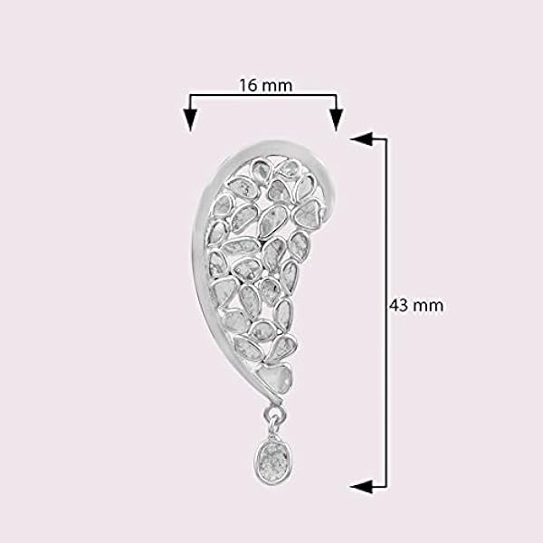 Shine Jewel 1,50 CTW Ciondolo mezzo cuore con diamanti naturali Polki in argento sterling 925 placcato platino con diamanti a fette