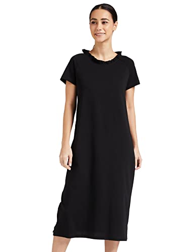 Amazon Brand – Eden & Ivy Women’S Cotton Calf Length Relaxed Nightgown (Ei/Sw/Cmdr02_Black_Xl)