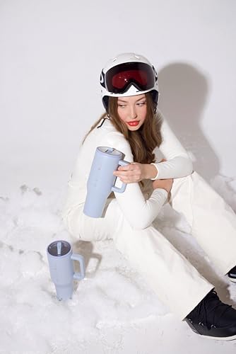 Liquid Flask 40oz Sky Blue Tumbler with Handle & Flip Straw - Fits in Cup Holder, Leak Resistant, Insulated Stainless Steel & Rubber Base