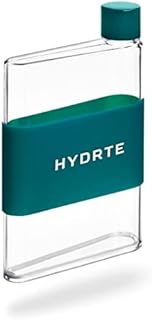 Hydrte | The Slim Water Bottle | Leakproof Flat Water Bottle | BPA Free Plastic | The Ultimate Handbag Water Bottle | Fits Into Any Bag (350ml, Aqua Teal)