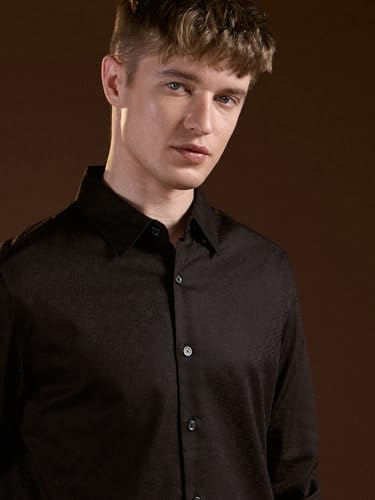 Image of THE BEAR HOUSE Men's Pure Cotton Solid Slim Fit Shirt