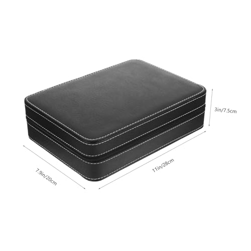 Boîte rangement 10 emplacements montre avec fermeture éclair en cuir
