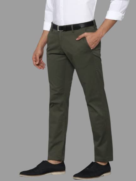 Image of VILLAIN Solid Mid-Rise Stretchable Men's Formal Trousers