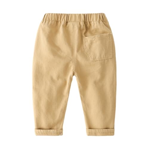 WISREMT Toddler Boys Chino Pants Solid Color Long Pants with Elasticized Waistband Casual Loose Trousers for 3-8 Years3