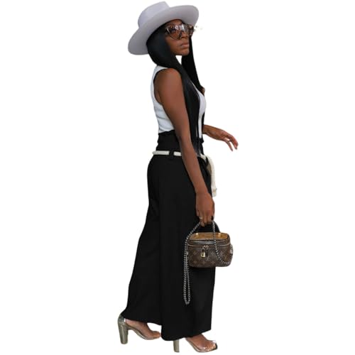 Women's Fashionable Woven Hemp Rope Waist Pants, Loose Wide Leg Lantern Pants, Front Pocket3