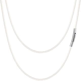 FaithHeart Engraved Leather Cord Necklace for Men, Durable Stainless Steel Clasp, 2/3mm Wide Woven Wax Rope, 16-30 Waterproof Braided Replacement Chain Black/Brown/Pink/Red/White, Jewelry for Pendant
