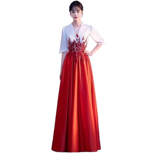 Robe rouge vintage Cheongsam en version Qipao traditionnel slim pour mariage haut de gamme