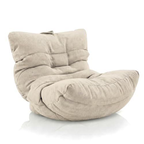Aiire Puff Salón XXL de Diseño - Sillón Puf con Relleno Incluido para Adolescente - Bean Bag Chair Premium para Dormitorio Juvenil - Funda Desenfundable y Lavable Beige