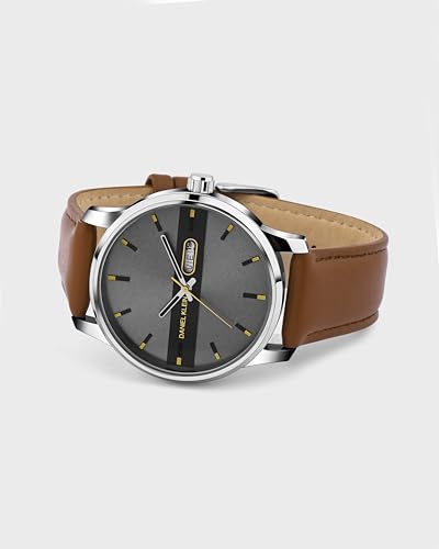 Image of Daniel Klein Tan Brown Leather Strap Day Dated Men's Analog Watch - Dk.1.14024-1