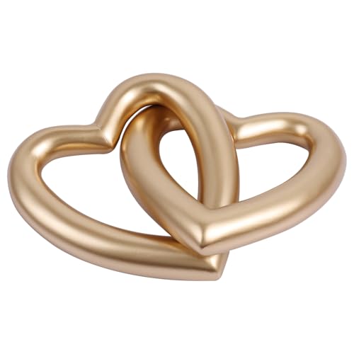 Escultura Decorativa Corazones Dorados 7.7 pulg Resina