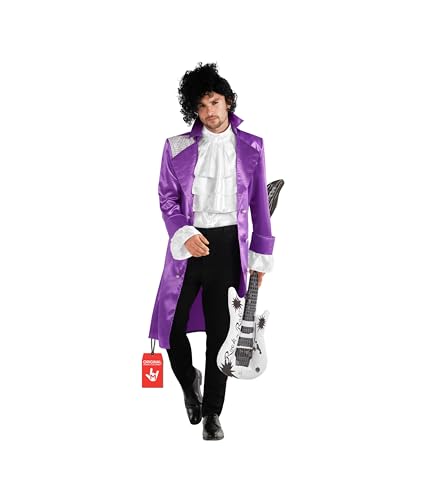 Morph Disfraz Estrella Pop Morado, Traje Músico Años 80 Hombre, Cosplay, Disfraz Carnaval y Halloween - XL