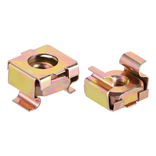 Tool Parts and Accessories M4 Cage Nuts for Server Rack Cabinet Carbon Steel Yellow Zinc Plated 10 Pcs (#CN-140824-07586)