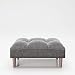 Produktbild PLAYBOY Ottoman, geplostert, Samtstoff in Grau, Anthrazit, Fusshocker aus Stoff, Fussablage, Sitzhocker aus Samt, Beistellhocker für Sofa, Retro-Design, Club-Stil