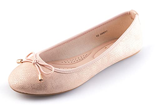 MIGILI 326 Bailarinas Mujer Zapatos Ballet Flats con Punto Cerrada (Bronce, Numeric_38)