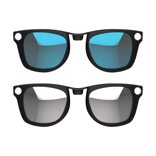 HiBloks 2Pcs Polarized Clip for Ray-Ban Meta Wayfarer RW4008 & Gen 2 RW4012 Large Smart Glasses, Discoloration Clip-on for RayBan Meta Wayfarer Gen 2 Protect Your Eyes, Cool and Fashion (Silver, Blue)