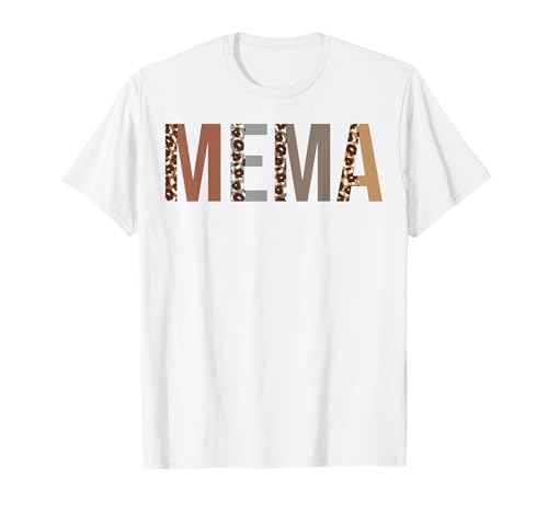 Mema Leopard Print Mom Cute Mothers Day Funny Grandma T-Shirt