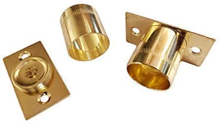 Brass Curtain Recess Rod Brackets 25mm Straight Pole Support Sockets