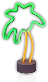 Palm Tree LED Neon Stand Light 15" Tall Green Yellow Battery Operated Neon Light Sign