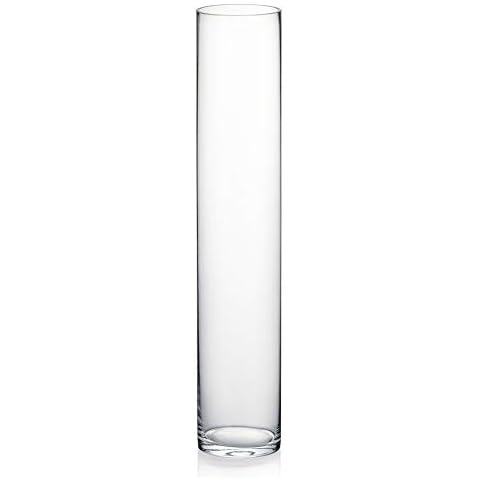 WGVI Quality Thick Weighted Clear Cylinder Glass Vases, 3" W x 16" H, Skinny Bud Tall Vase Floral Bouquet Flower Arrangements Wedding Centerpieces Container Candle Holders Home Decor, 1 Piece Cover