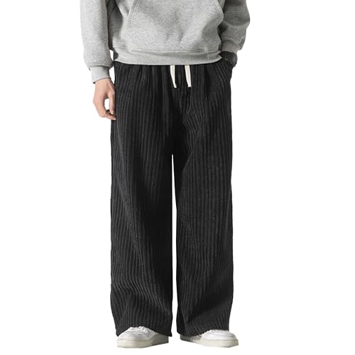 Corduroy Pants Men Large Size Retro Trend Loose Wide Leg Straight Trousers Drawstring Autumn Winter New Casual Pants