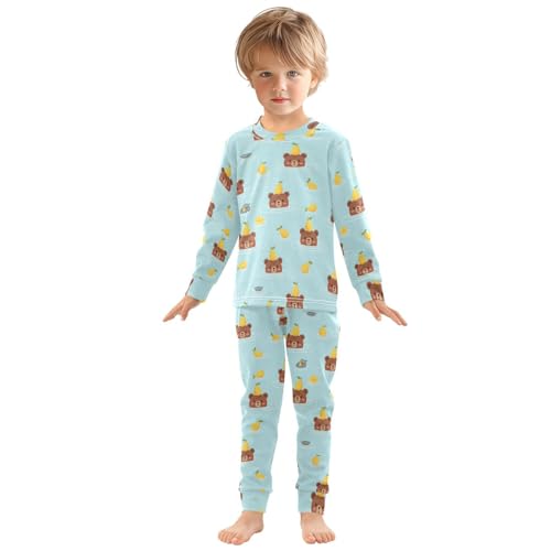 Pajama Sets Long Sleeve Bears Floating with Pears Soft Comfy Sleepwear 2 Piece PJS 3-8T2