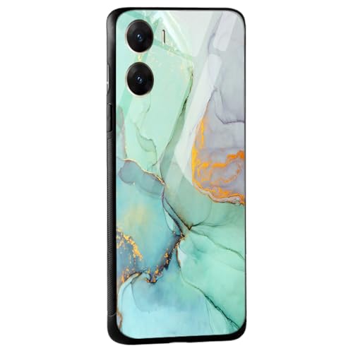 Image of COLORflow Back Cover Compatible with Vivo V29E 5G | Green Marble | Shockproof TPU Bumper Cover with Camera Protection Back Cover