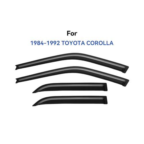 Image of Window Visors Rain Guards Shield for 1984-1992 Toyota Corolla, Out-Channel Window Vent Wind Deflectors Visors Shades for 84-92 Corolla