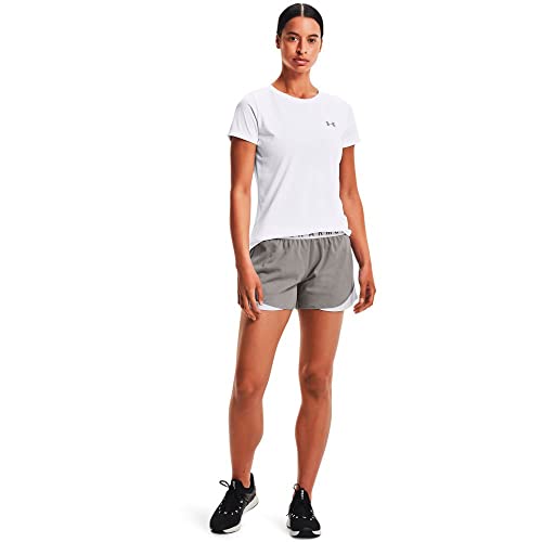 Under Armour Short feminino Play Up 3.0, cinza mesclado (025)/branco, 1X
