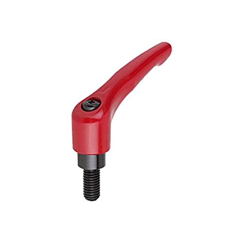 Image of Kipp 06460-51627X55 Zinc Adjustable Handle with M16 External Thread, Modern Design Style, Steel Components, Metric, Ruby Red Powder-Coated Finish, Size 5, 55 mm Screw Length