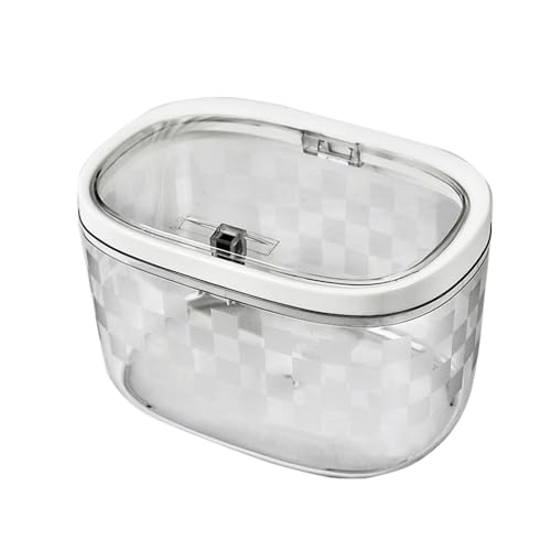 Mini caneca de basura ovalada transparente con tapa