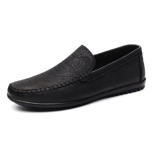 Men's Slip-On Leather Shoes, Driving Loafers, Casual Flats, Retro Style, Handmade, Breathable, Big Size