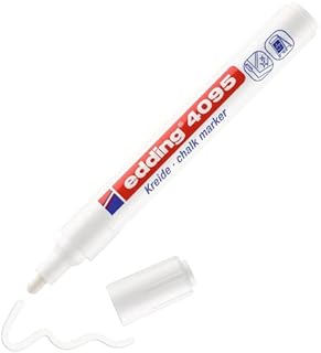 edding 4095 chalk marker - white - 1 chalk pen - round nib 2-3 mm - medium-nib wet wipe pen for chalkboards, windows, glass, mirrors - liquid chalk marker pen for opaque coverage
