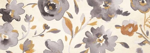 Studio M DEMDACO Floor Flair Collection, May Flowers in Charcoal Floral 2.5 x 7 Feet, Durable Waterproof & Stain Resistant Vinyl, Indoor Area Mat, Protective Floor Covering, Interior Home Décor