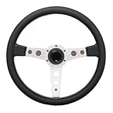 DANftxENX Volante de carreras JDM de cuero negro universal de 14 pulgadas compatible con controladores de juegos(A)
